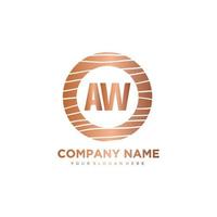 AW Initial Letter circle wood logo template vector