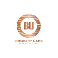 BU Initial Letter circle wood logo template vector