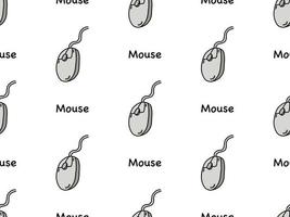 Mouse cartoon character seamless pattern on white background vector