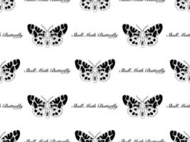 Skull Moth Butterfly cartoon character seamless pattern on white background vector