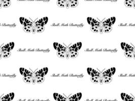 Skull Moth Butterfly cartoon character seamless pattern on white background vector