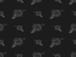 Snake cartoon character seamless pattern on black background vector