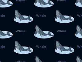 Whale cartoon character seamless pattern on blue background vector