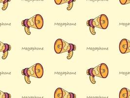 Megaphone cartoon character seamless pattern on orange background vector