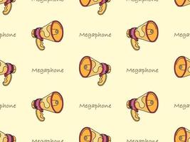 Megaphone cartoon character seamless pattern on orange background vector