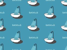 Bathtub cartoon character seamless pattern on blue background vector