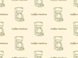 Coffee Machine cartoon character seamless pattern on orange background vector