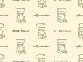 Coffee Machine cartoon character seamless pattern on orange background vector