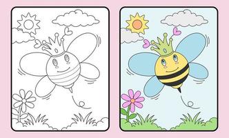 learn to color bee for kids and elementary school vector