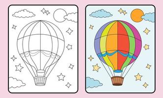 learn coloring for kids and elementary school. Colorful hot air balloons vector