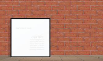Blank photo frame or picture frame on red brick wall texture background. Vector. vector