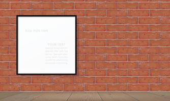 Blank photo frame or picture frame on red brick wall texture background. Vector. vector