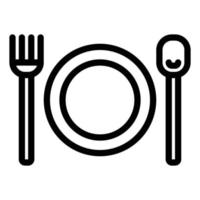 icono de plato, cuchara y tenedor. símbolo de elemento simple para el diseño de plantillas. se puede utilizar para el sitio web y la aplicación móvil. vector. vector
