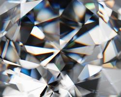 Realistic diamond crystal with caustic close up texture background 3D rendering photo