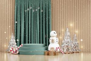 Merry Christmas event product display podium with decoration background 3d rendering photo