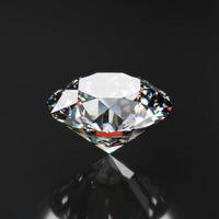 diamante de faceta brillante colocado en una representación 3d de fondo brillante foto