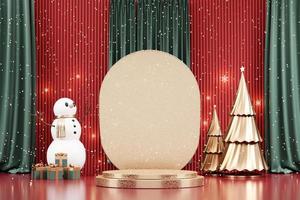 Merry Christmas event product display podium with decoration background 3d rendering photo