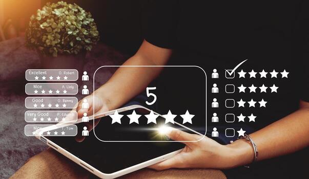 Users rate the service experience in the Concept Customer Satisfaction Survey online application after using the service. photo