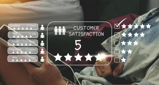 Users rate the service experience in the Concept Customer Satisfaction Survey online application after using the service. photo