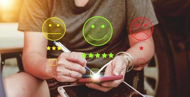 Users rate the service experience in the Concept  Customer Satisfaction Survey online application after using the service. photo