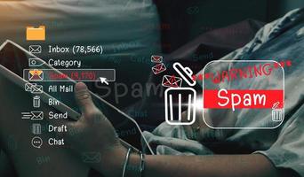 Concept of e-mail and computer viruses. Review the concepts of internet security, spam and e-marketing on screen. Spam email pop-up warnings. photo