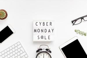 Cyber Monday sale text on white lightbox photo