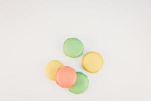 Assorted sweet pastel color macaroons photo