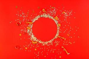 Christmas golden round glitter frame background photo