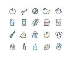 Mayonnaise Sign Thin Line Color Icon Set. Vector