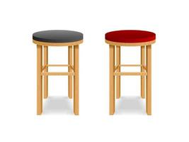 conjunto de sillas de bar de madera 3d detalladas y realistas. vector