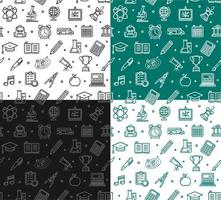 School Seamless Pattern Background Set. Vector