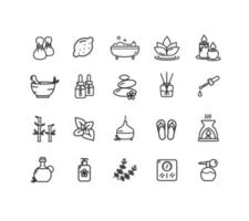 Aromatherapy Signs Thin Line Icons Set. Vector