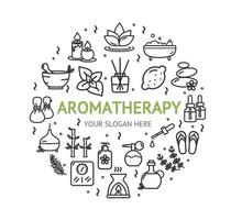 Aromatherapy Design Template Thin Line Icon Banner Concept. Vector