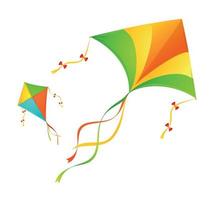 Realistic Detailed 3d Flying Kite Toy Set. Vector