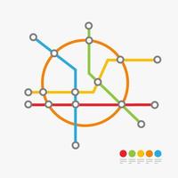 Underground Circle Metro Map or Subway Transportation Scheme. Vector