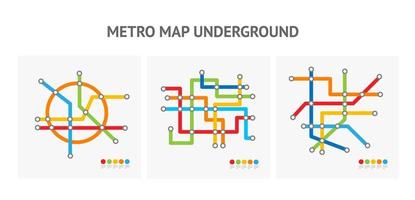 conjunto de iconos diminutos del mapa del metro subterráneo. vector