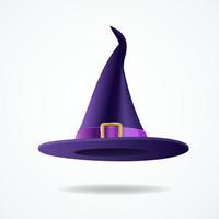 sombrero de bruja y mago 3d detallado y realista con cinturón. vector