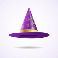 sombrero de bruja y mago 3d detallado y realista. vector