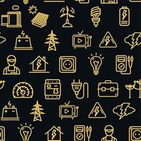 Electricity Signs Seamless Pattern Background. Vector