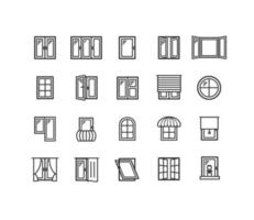 Windows Signs Thin Line Icons Set. Vector