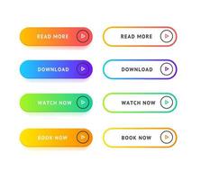 Different Color Ui Interface App Button Set. Vector