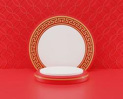 3D rendering illustration Chinese new year mock up Cylinder podiums, Chinese Festivals, empty pedestal template for product display decorated, geometric background, cosmetics stand concept, abstract photo