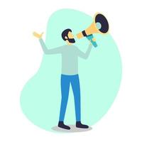 Vector illustration design of a man making an announcement using a loudspeaker