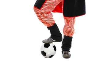 Polish man in a traditional outfit with football photo