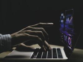 businessman working with business Analytics and Data Management System on computer, online document management and metrics connected to database. Corporate strategy for finance, operations, sales. photo