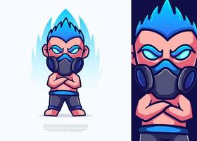 boy mask character illustration, icon vector, flat cartoon style. vector