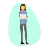 diseño de ilustración vectorial de mujer sosteniendo papel y leyendo vector