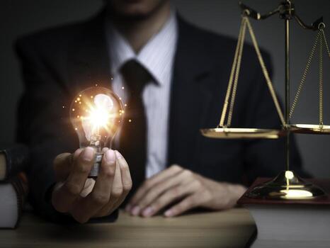 Justice lawyers with Judge gavel, Businessman in suit or lawyer Hiring lawyers in the digital system. Legal law, prosecution, legal adviser, lawsuit, detective, investigation,legal consultant. photo