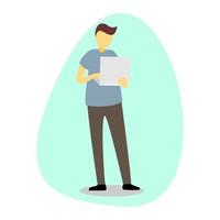 Vector illustration design of a man holding a paper and reading