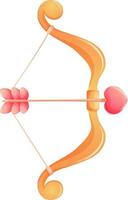 Cartoon cupid's bow with arrow heart on transparent background vector